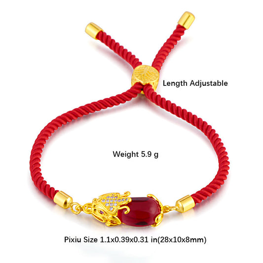 Ancient Tibetan Buddhist Red String Tradition  Wealth Attractor Red Agate Pixiu Red String Bracelet