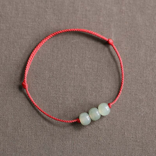 Jade-Armband mit drei Perlen, Jade-Glücksarmband