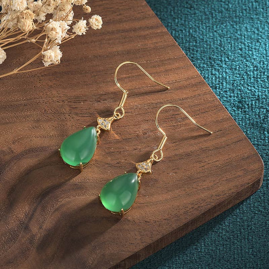 Jade  Cyan Jade Luck Drop Earrings