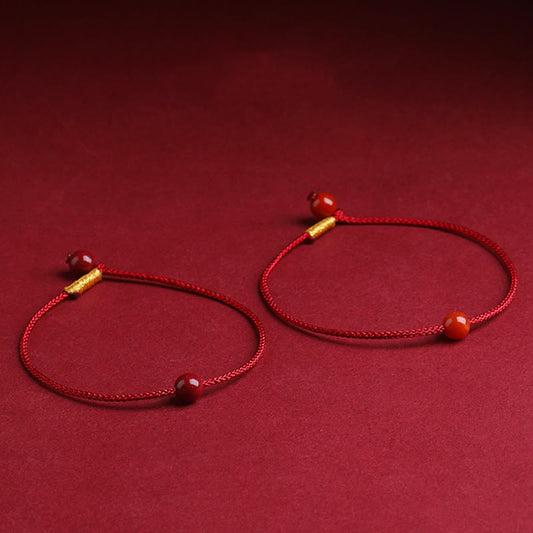 Alte tibetisch-buddhistische Tradition: Armband aus natürlichem Zinnober- und rotem Achat 