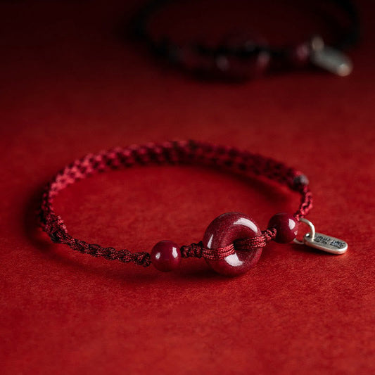 Antikes tibetisch-buddhistisches Armband mit rotem Faden, handgefertigt aus Zinnober, Friedensverschluss, Glücksbringer für Sicherheit und Gesundheit, Segensarmband/Fußkettchen