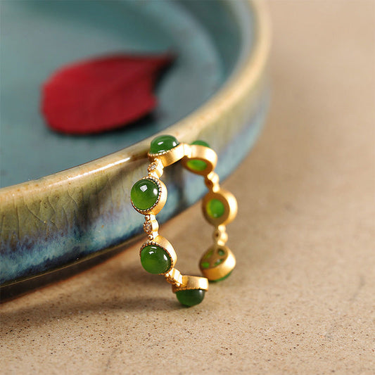 Jade  Cyan Jade Healing Calm Adjustable Ring