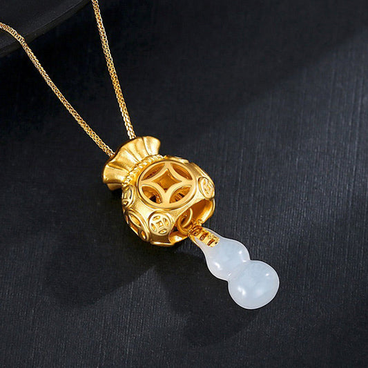 Jade   Auspicious Feng Shui Money Bag Jade Pendant Necklace