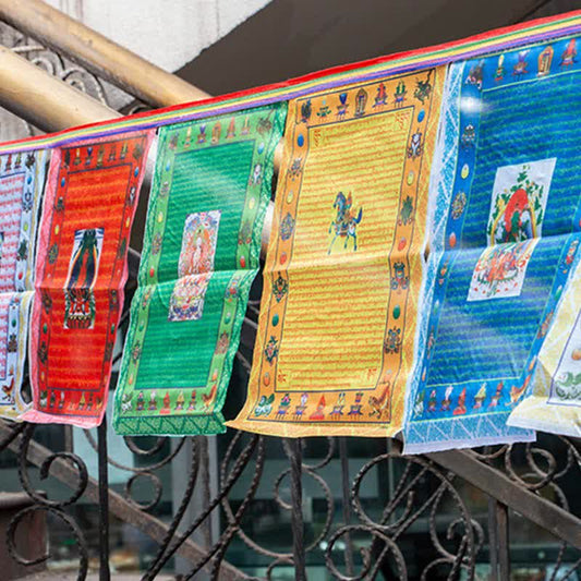 Spirituality Tibetan 5 Colors Windhorse Buddha Tara Scriptures Healing Auspicious Outdoor Prayer Flag