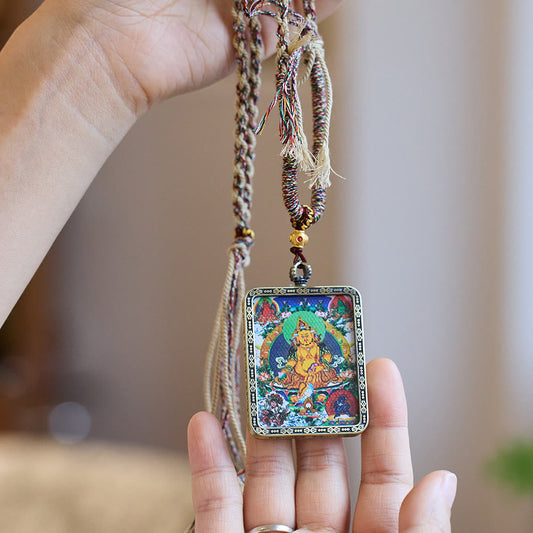 Buddha-Energie-Halskette Tibet Fünf Himmelsrichtungen Götter des Reichtums Handbemaltes Thangka Buddha-Gelassenheits-Halskette Anhänger 