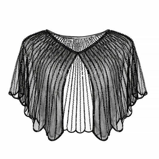 New Women's 1920s Flapper Shawl - Cover Up for Party Accessories Sequin Beaded Evening Cape