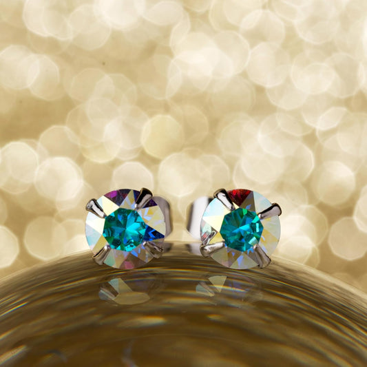 Natural Ocean Light Radiance Crystal Sterling Silver Earrings - Embrace the Beauty of Sea and Sun