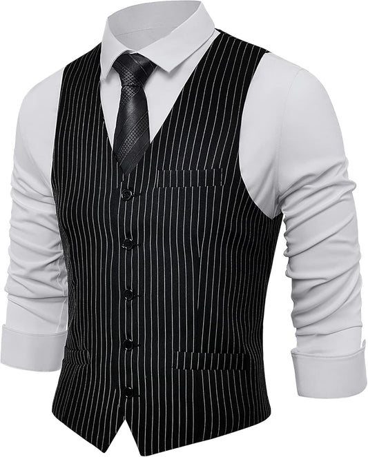Men's Suit Vest Slim Fit Waistcoat Business Dress Vests for Suit Tuxedo