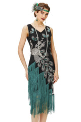 Black With Green Fringe