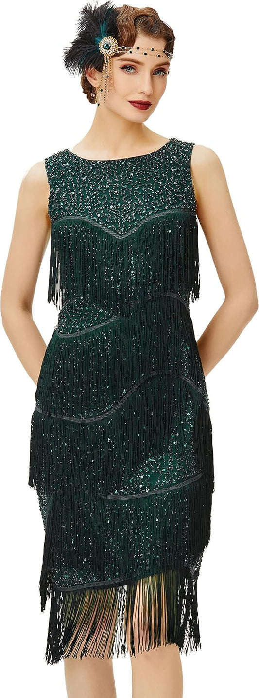 1920s Flapper Dress Gatsby Fringed Dress Roaring 20s