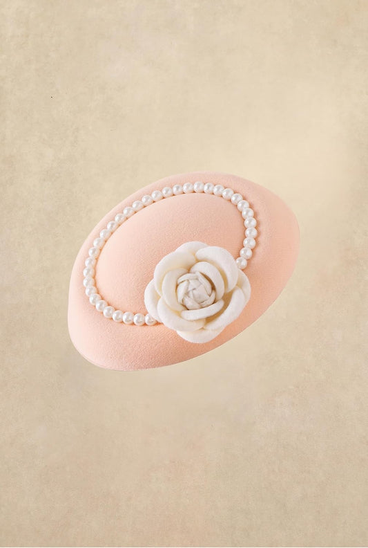 Fascinators Hats for Women - Tea Party Kentucky Fascinator Derby Flower Pillbox Hat with Pearls for Bridal Wedding
