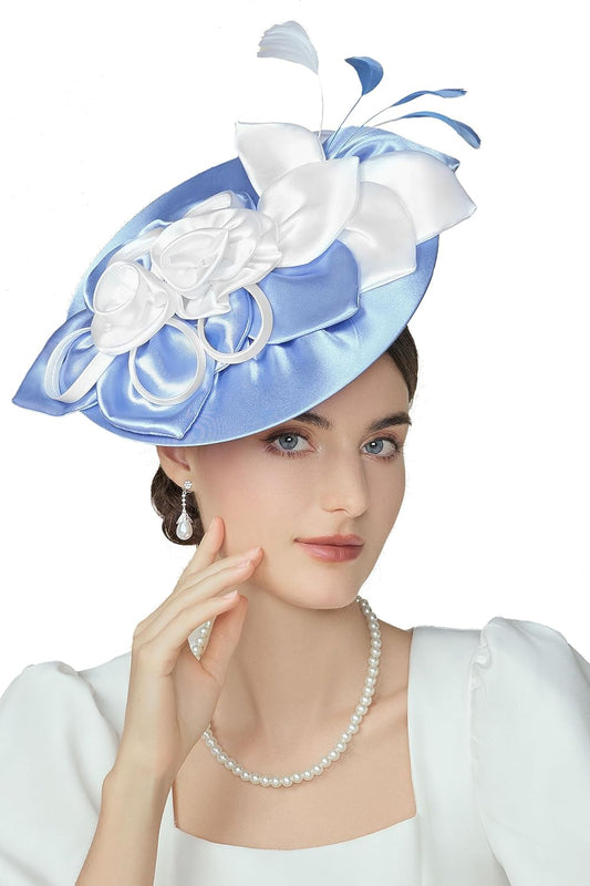 Fascinators Hats for Women - Kentucky Tea Party Derby Hats Flower Church Pillbox Hat for Cocktail Wedding