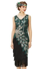 Dark Green With Black Fringe