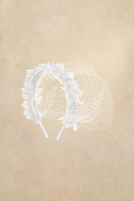 Mesh Veil Headband for Women - Tea Party 1920s Fascinator Face Veil Headpiece for Bridal Wedding