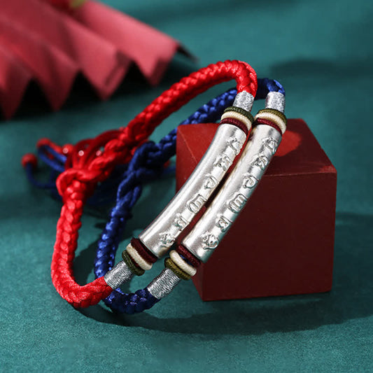 Bracelet traditionnel tibétain bouddhiste à fil rouge en argent sterling 999 Om Mani Padme Hum, symbole de protection et de force