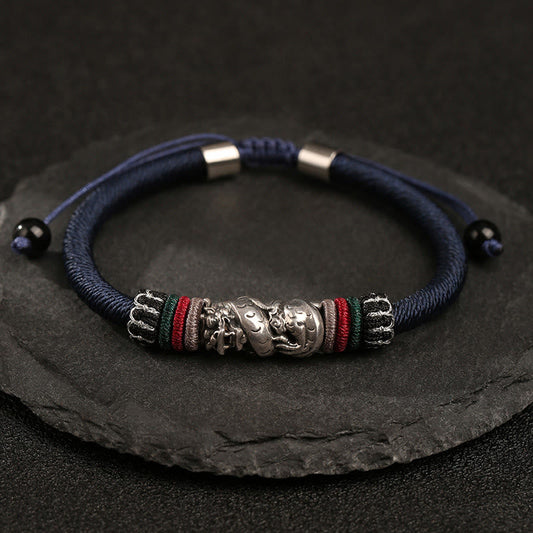 Ancient Tibetan Buddhist Red String Tradition  Handmade 925 Sterling Silver Year Of The Dragon Auspicious Dragon Luck Rope Bracelet