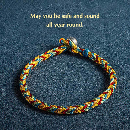 Ancient Tibetan Buddhist Red String Tradition  "May you be safe and sound all year round" Lucky Multicolored Bracelet