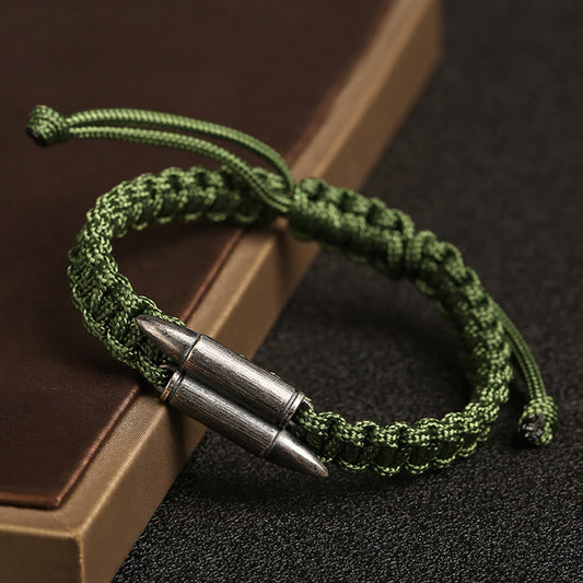 Ancient Tibetan Buddhist Red String Tradition  925 Sterling Silver Bullet Design Braided Rope Bracelet