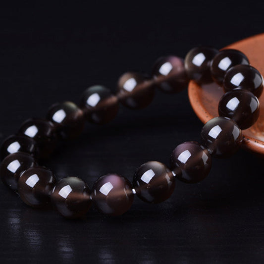 Spirituality Buddha Karma Natural Rainbow Obsidian Positive Bracelet