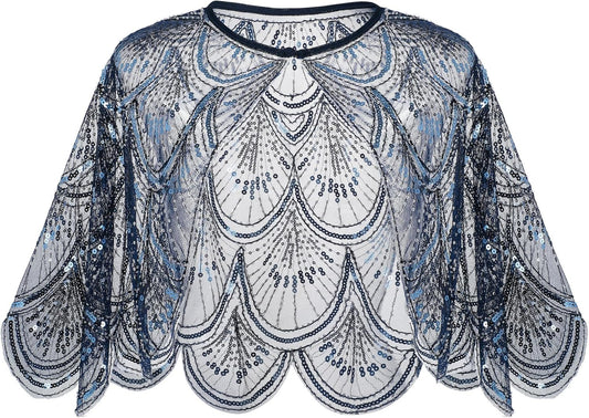 1920s Shawl Wraps for Women, Sequin Beaded Shawls and Wraps for Evening Dresses Party