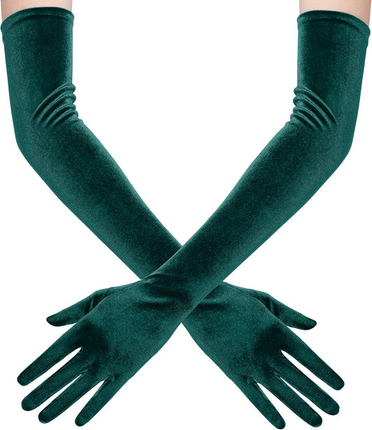 Long Opera Party Gloves - 1920s Flapper Gatsby Costume Accessories Velvet Tea Party Elbow Gloves