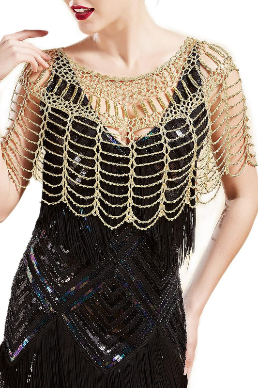 1920s Shawl Wraps Gatsby Beaded Evening Cape Bridal Shawl Bolero Flapper Cover Up