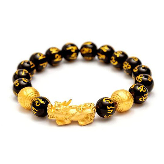 Spiritualität Buddha Karma FengShui PiXiu Obsidian Reichtumsarmband