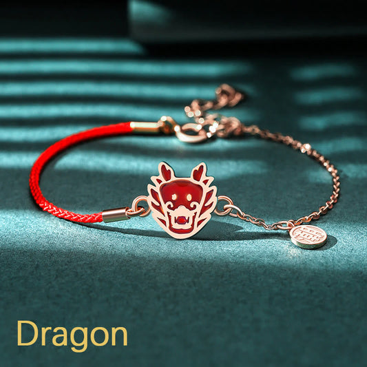Ancient Tibetan Buddhist Red String Tradition  925 Sterling Silver Color-changing Chinese Zodiac Luck Protection Red String Chain Bracelet
