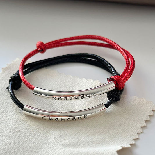 Ancient Tibetan Buddhist Red String Tradition  925 Sterling Silver CHANCEUX French Lucky Design Protection Bracelet