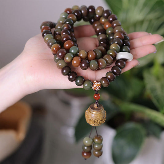 Bracelet Mala de 108 perles de Dunhuang, perles Bodhi et Dzi, symbole de spiritualité, de bouddhisme et de karma, pour éloigner les mauvais esprits.