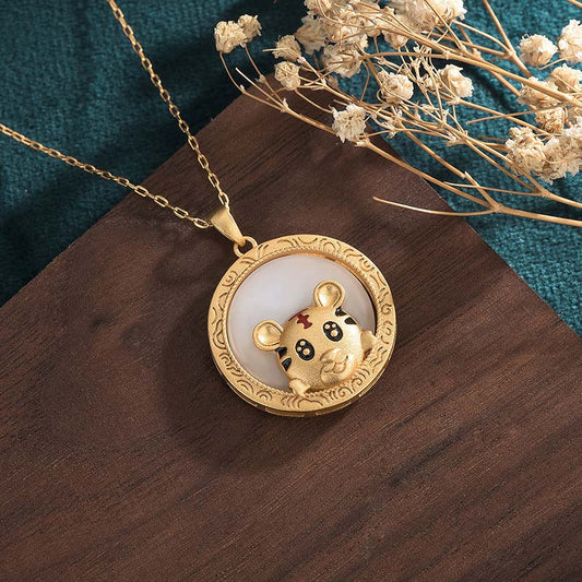 Jade  White Jade Year of the Tiger Blessing Necklace