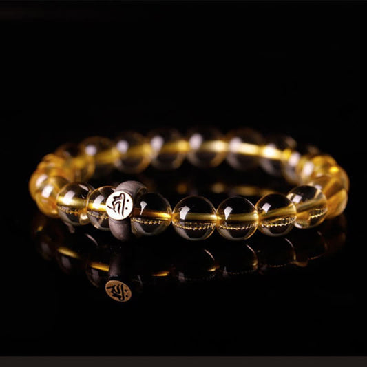 Bracelet de protection en argent sterling 925 et citrine dorée, symbole du zodiaque chinois, Bouddha natal, richesse et chakra du plexus solaire (troisième chakra).