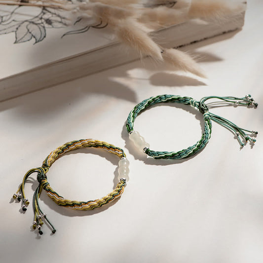 Jade-Armband aus weißem Jade und Bambus – Symbol für Reinkarnation, Reichtum, Glück und Stärke