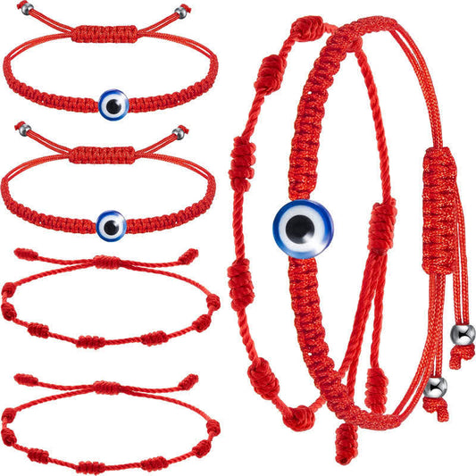 Ancient Tibetan Buddhist Red String Tradition  4Pcs Evil Eye Seven Knot Red String Protection Bracelet
