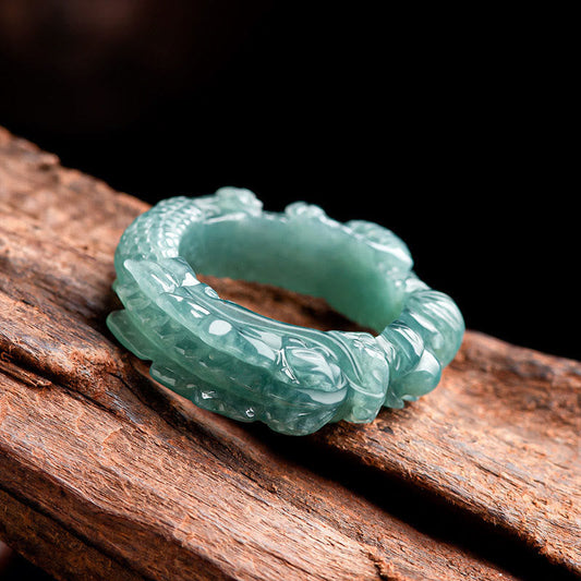 Bague de succès Dragon en jade naturel 