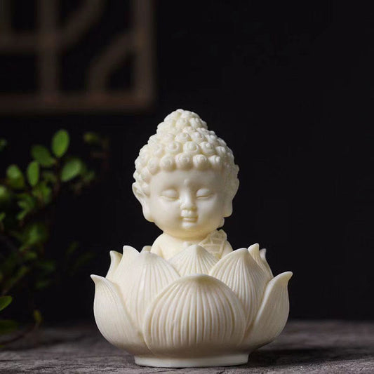 Spiritualität Mini Elfenbeinfrucht Tathagata Buddha Lotus Kwan Yin Avalokitesvara Manjusri Samantabhadra Gelassenheit Schreibtischdekoration