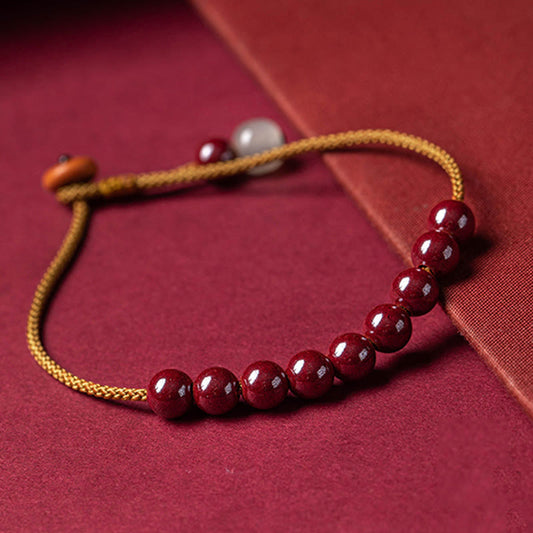 Bracelet tibétain ancien bouddhiste du fil rouge, orné de perles de cinabre naturel et fait main, symbole de bénédiction 