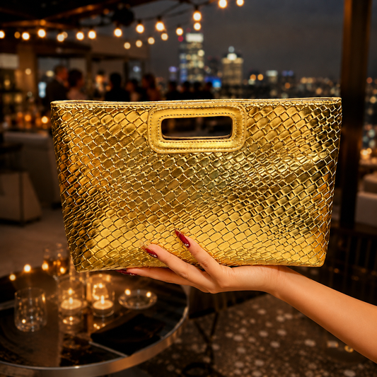 007 Metallic Snake-Texture Evening Clutch for Women | Large-Capacity Chain Shoulder Bag | Luxurious Party & Event Handbag