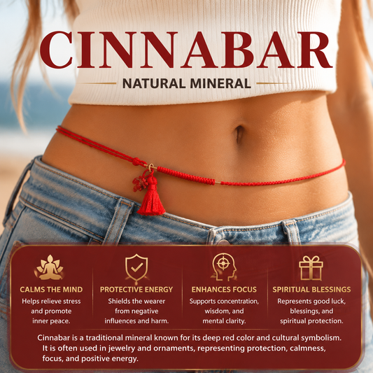Shineriva Tibetan Knot Protection Natural Cinnabar Dragon Blessing Red String Belly Chain