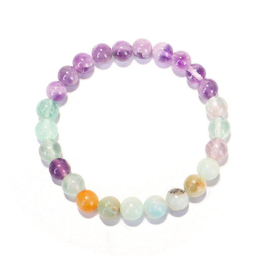 108 Mala Beads Amethyst, Amazonite & Fluorite Energy Necklace with Light Purple Tassel