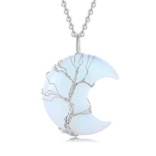 Crescent Moon Gemstone Necklaces : Amethyst, Rose Quartz, and More for Energy and Balance