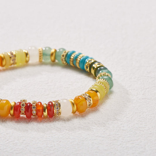 Jade  Natural Red Agate Jade Rainbow Confidence Bracelet