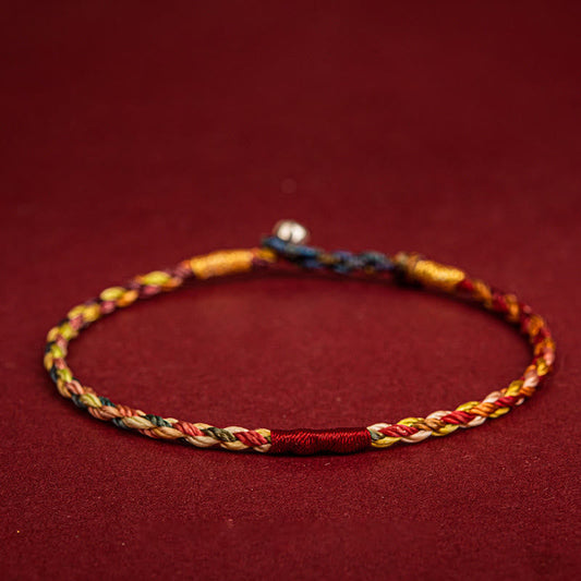 Antikes tibetisch-buddhistisches Armband aus rotem Faden, handgefertigt in fünf Farben, Glücksbringer für Paare, Kinder und Erwachsene