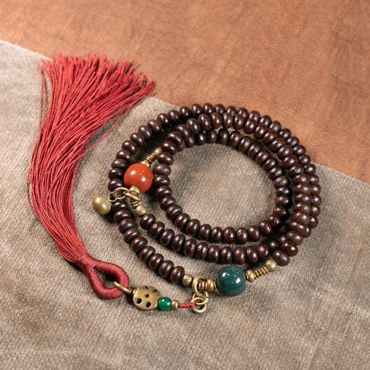 Spiritualität Buddha Karma 108 Mala-Perlen Natürliches Tibetisches Lila Bodhi-Samen-Glücksarmband