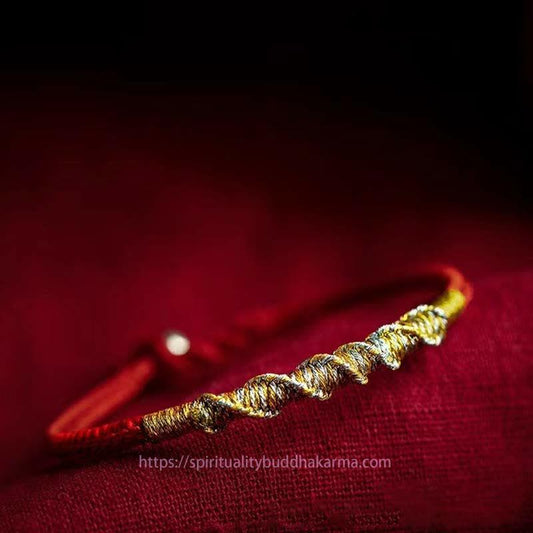 Ancient Tibetan Buddhist Red String Tradition  925 Sterling Silver Luck Strength Red String Protection Braid Bracelet