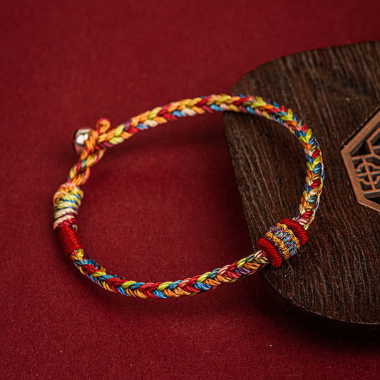 Altes tibetisch-buddhistisches Armband aus rotem Seil, handgefertigt zum Drachenbootfest, Glück bringend, bunt, für Kinder und Erwachsene 