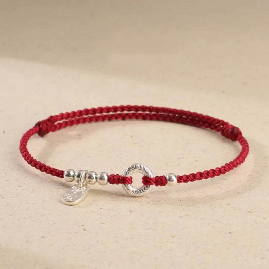 Spiritualität Buddha Karma 925 Sterling Silber Glückverheißende Wolken Frieden Schnalle Sicher und Geborgen Armband Fußkettchen 