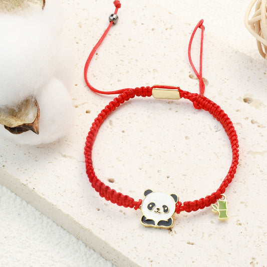 Bracelet tibétain ancien bouddhiste traditionnel du fil rouge, fait main en bambou panda, porte-bonheur.