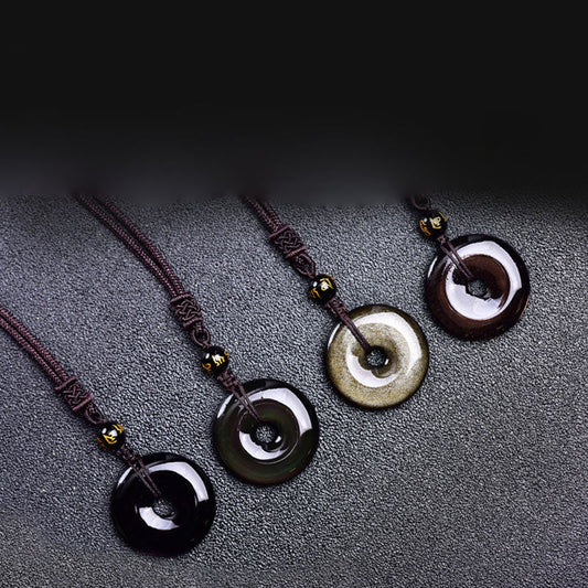 Spirituality Buddha Karma  Tibetan Obsidian Protection Necklace
