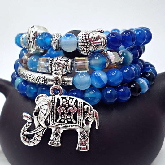 Spirituelles Armband aus natürlichem Achat mit Elefanten-Buddha-Motiv
